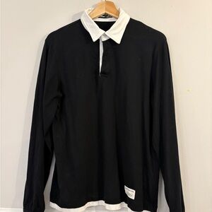 SHEIN Black and White Contrast Polo Shirt